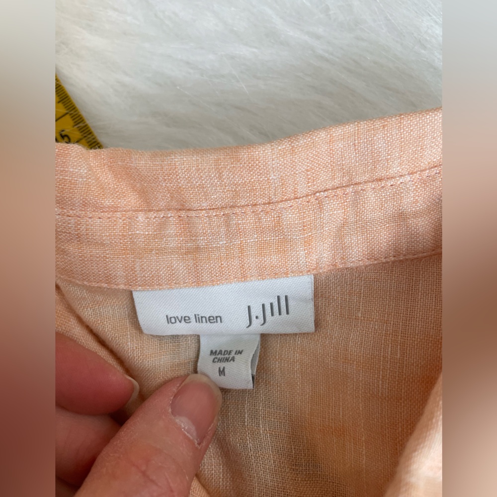 J Jill Love Linen Peach Button-Up Shirt medium - Picture 5 of 12